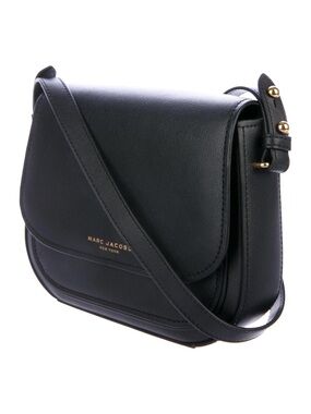 Marc Jacobs New York black satchel crossbody bag with gold details and tag